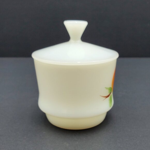 Anchor Hocking Fire King Fruit Peach Gay Fad Creamer Sugar Bowl with Lid - Picture 13 of 13
